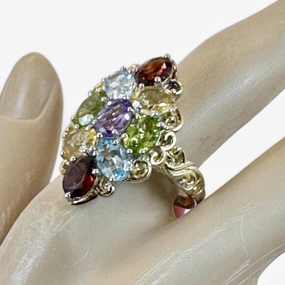 Gemstone Ring, Chuck Clemency: Designer, STS, Gold, Garnet, Amethyst, Peridot - Picture 1 of 6